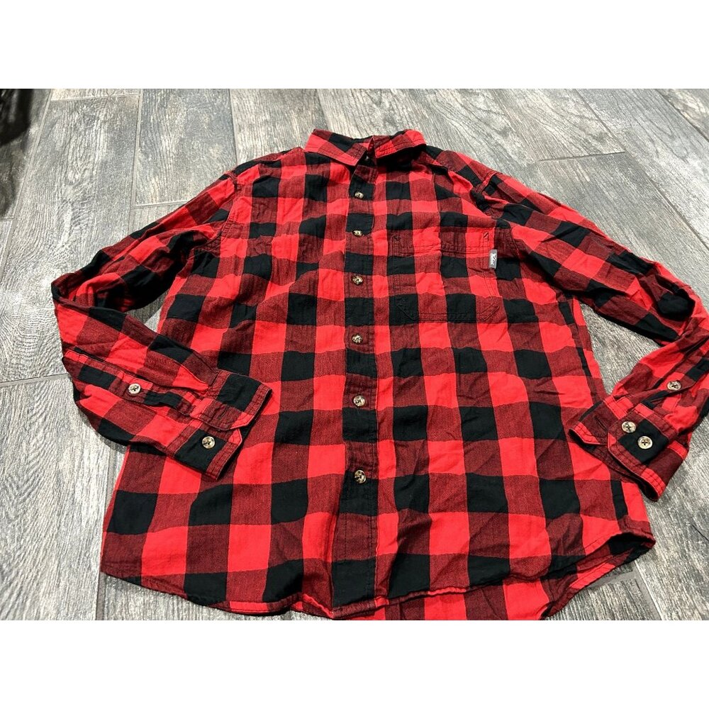GENTLY USED WOOLRICH PLAID BUTTON UP TOP-  MEDIUM